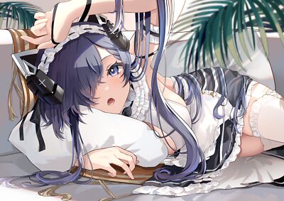 Anime girls august von parseval azur lane artwork maid Custom Gaming Mat Desk