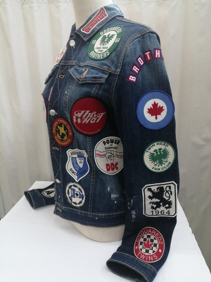 DSQUARED2 デニム地切り返し赤刺繍入りジャケット テーラード DSQUARED2 デニム地切り返し赤刺繍入りジャケット テーラード