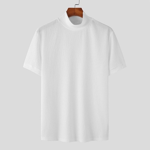 Herren Mock Rollkragen Pullover T-Shirt Strickpullover Slim Fit Kurzarm Tee - Bild 30 von 43