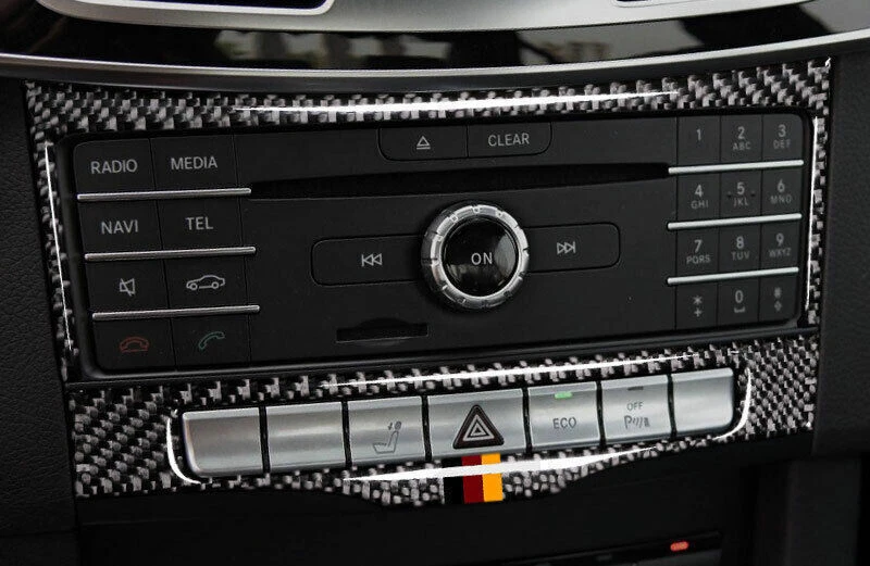 Para Benz Clase E 2014-15 Vinilo Fibra Carbono Consola Volumen Botón Marco Borde 1* Foto 4 de 4