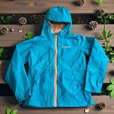Columbia Rain Jacket Youth Girls Small 7-8 Teal Windbreaker Hiking Lightweight