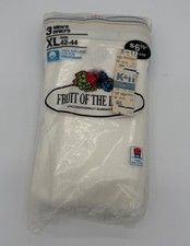 Vintage (1986) Fruit of the Loom 3 Mens Briefs White Cotton XL 42 44 MADE IN USA