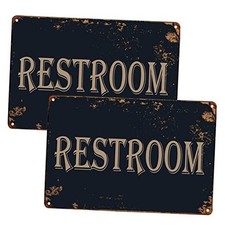 WOSTOD Restroom Vintage Metal Sign Bathroom Door Signs for Offices Businesses 2