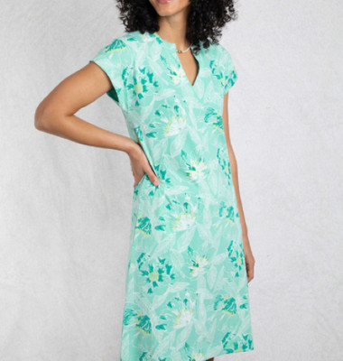 WEIRD FISH LIGHT BLUE SUFFOLKS ALL OVER PRINT JERSEY DRESS SIZE 8 (REF 271)