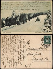 Ansichtskarte Braunlage Harz im Winter Rodelbahn 1927