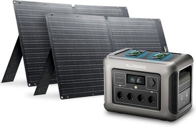 ALLPOWERS R1500 1800W Tragbare Powerstation mit 2x 100W Solarpanel für Wohnmobil