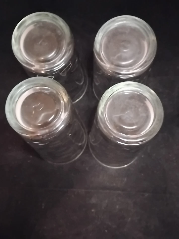 Set of 4 Vintage Coin Polka Dot Circleware Thumbprint Clear Glass Tumblers ~ 6" - Image 3 of 3