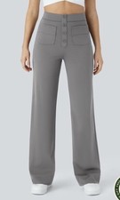 HALARA Women's Sz L Gray DayStretch High Waisted Pockets Straight Leg Pants