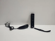 Nintendo Wii Motion Plus Black  Remote Controller with Black OEM Nunchuck TESTED