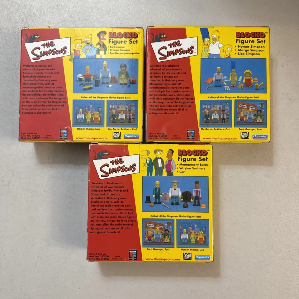 🔥The Simpsons Blocko 3 Figure Complete Set Homer Marge Lisa Playmates 2002🔥 - Image 2 of 2