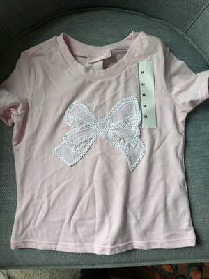 NWT LoveShackFancy x Target Maeve Bow Applique Tee Pink Girls medium