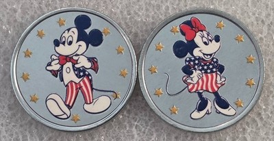 New Disneyland Colorized Medallions Mickey Minnie Happy 250th