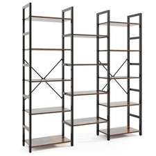 5-tier Industrial Bookshelf Heavy-duty Metal Frame Bookcases w/ 14 Open Shelves