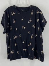 Old Navy Womens Black Palm Tree Tropical short Sleeve T-Shirt Size 2X 