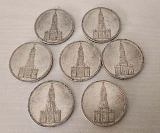Deutsches Reich 7 x 5 Reichsmark 1935 Silber Garnisonskirche Potsdam