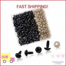TOAOB 150pcs 9mm Black Plastic Safety Eyes Crafts Safety Eyes with 150pcs Washer