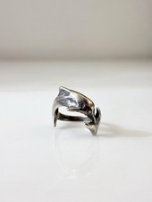 Sweet Vintage Silver Dolphin Ring Size 5