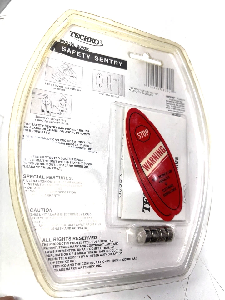 VTG TechKo S083K Home Security Door Window Entry 120db Alarm ~ NOS - Apartment - Image 4 of 4