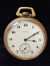 Vintage Elgin Base Metal Manual Wind 15 Jewel Pocket Watch RUNNING