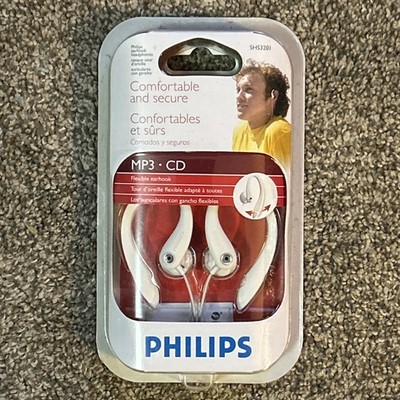 Philips SHS3201 White Flexible Earhook Headphones MO3   CD Brand New