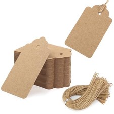 150pcs Gift Tags with String Attached, 1.7 x 2.8 inch Paper Hang Tags Kraft