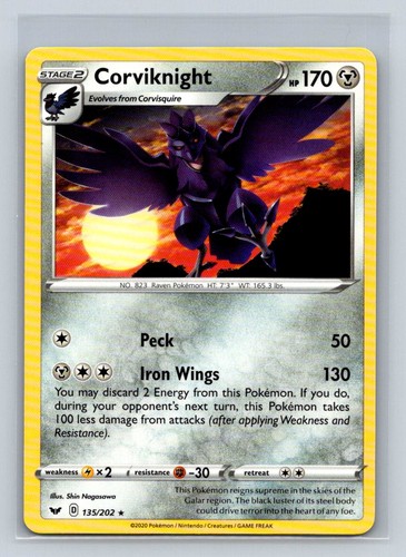 Corviknight #135/202 SWSH01: Sword & Shield Base Set Rare - Pokemon Card D9