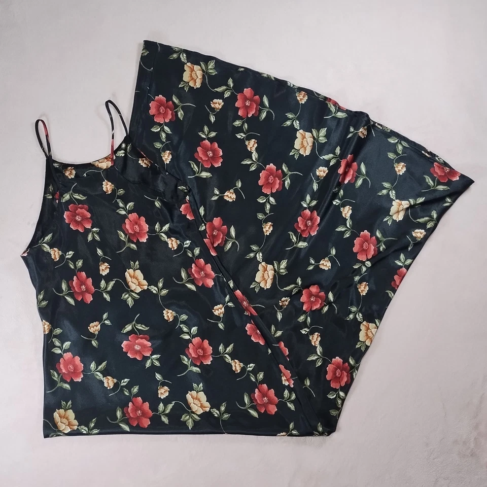 Maxi Vestido Floral Satinado Vintage Años 90 *se ajusta como XS* Caprimido Hada Grunge Y2k Foto 4 de 4
