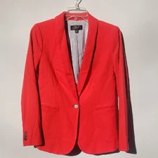 J. Crew Parke Blazer Womens 00 Vibrant Red Christmas Holiday Wool Flannel Office