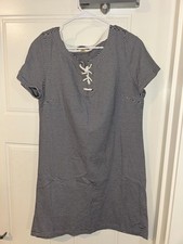 Tommy Hilfiger Lace Up Stripe Shirt Dress,Size Large Knee Length Casual Nautical