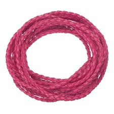 Braided Leather Cords, Round Leather Strap, Necklaces(3mm, 2Yard, Rose Red)