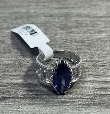 Pre-Owned Blue Cubic Zirconia Platinum Over Sterling Silver Ring 8.65ctw Sz9 8.5