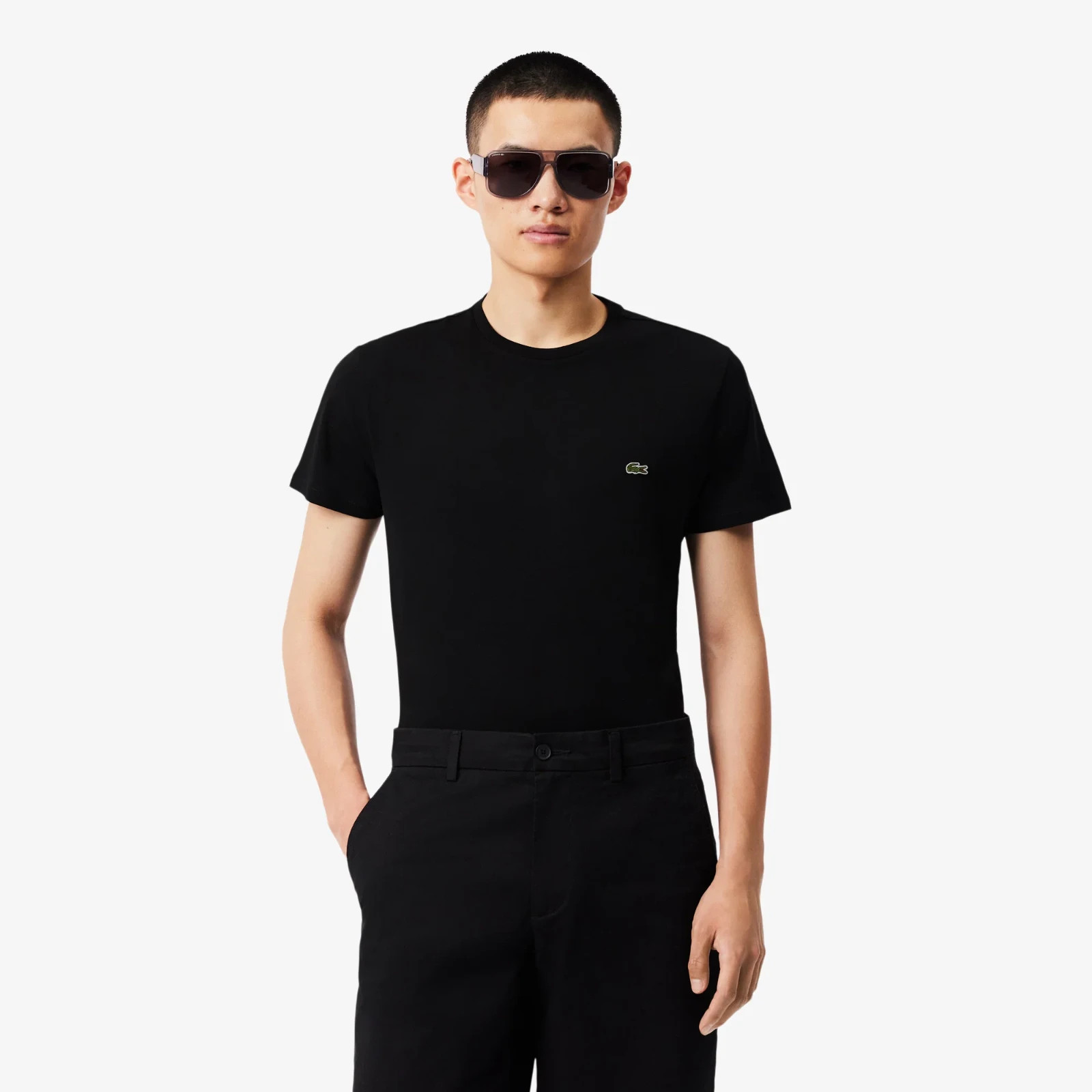 Lacoste Men's Crew Neck Pima Cotton Y2K Jersey T-Shirt Black 4X A007070