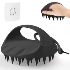 Manmihealth Large Hair Scalp Scrubber, One-Piece Silicone Style 2(black) 