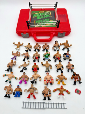 WWE Rumblers Money In Bank Ring Carry Case with 29 Wrestlers