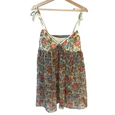 Vintage Victoria s Secret Sheer Floral Mini Slip Dress, Babydoll Lingerie Size S