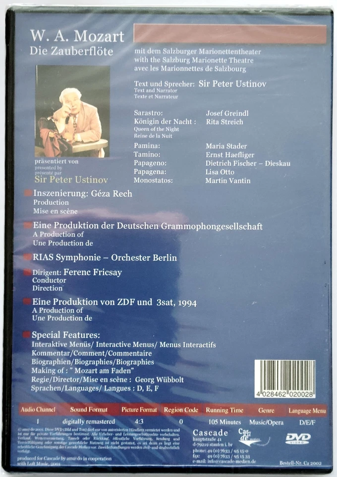 Mozart: Die Zauberflöte (2001) NEU, DVD, RIAS-Symphonic-Orchester,Ferenc Friesay - Bild 2 von 2