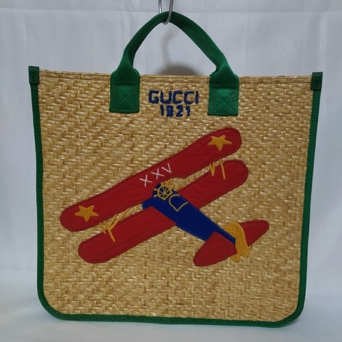 beautiful item Gucci children s glider straw green tote bag handbag 605831