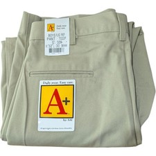 Boys School Uniform Khaki Pants Beige size 32x30 Apparel SAI A 