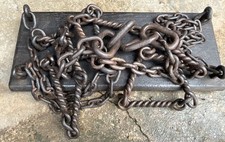 ANTIQUE ESTATE MADE - HEAVY DUTY - GARDEN TREE SWING - ORNATE CHAIN & OAK BENCH