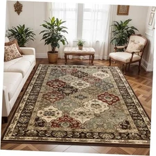 Indoor Area Rug, Traditional Floral Classic Floor Decor for Bedroom, 