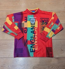 Vintage 1996 Youth England Umbro Goalkeeper Patterned Football Shirt Large Boys