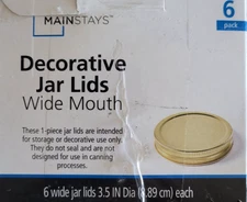 SIX MAINSTAYS DECORATIVE WIDE MOUTH JAR LIDS GOLDEN BRONZE 3.5 INCHES