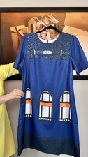 Luxury Women’s Blue Shift Dress Graphic Print
