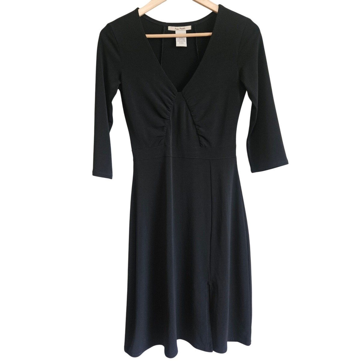 Vintage Free People Black Midi Dress Fit Flare Y2K Classic Timeless Womens  XS | eBay