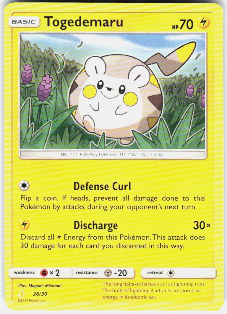 Togedemaru 26/30 Common SM Trainer Kit: Lycanroc & Alolan Raichu Pokemon MP