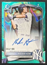 2025 Bowman Draft Kaeden Kent Chrome Auto Aqua Lava Refractor /199 1st Prospect