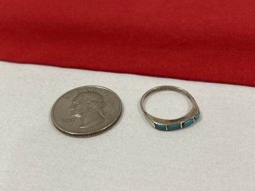 ANILLO NAVAJO VINTAGE SIN FIRMAR plata esterlina 925 con incrustaciones turquesa talla 6 - Imagen 8 de 13