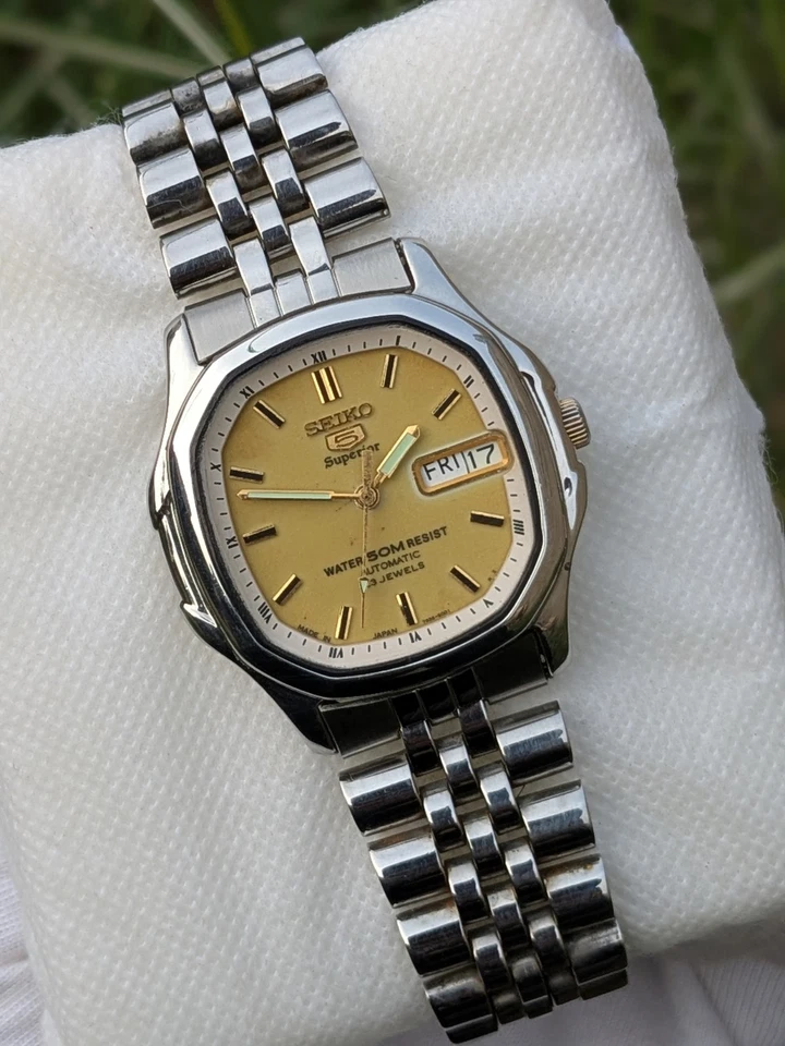 Rare Seiko 5 Superior 7s36-5000  Yellow Redium Dial Automatic Watch Men Jp - Image 4 of 4