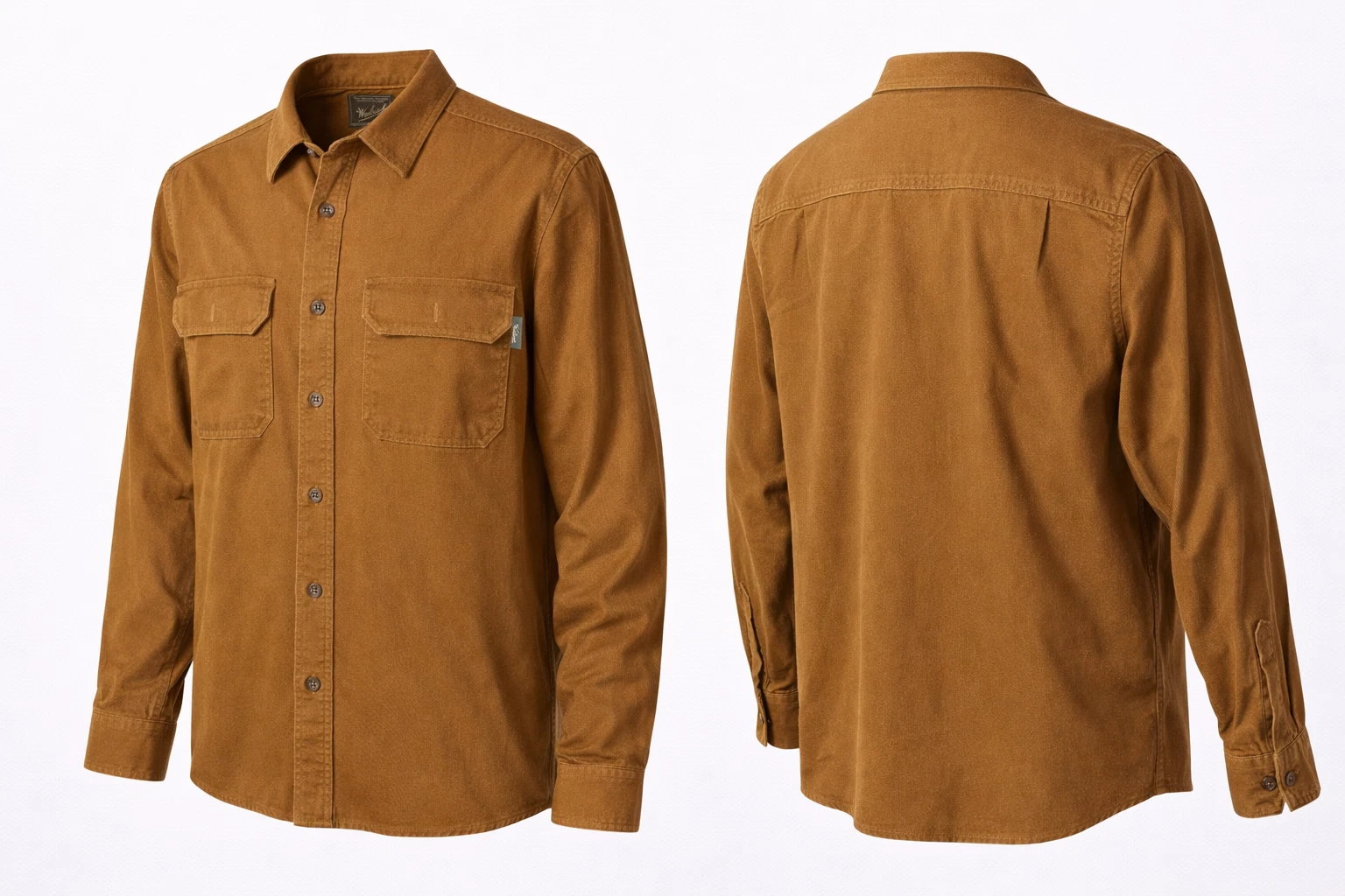 Woolrich Brown Button Up Shirt Mens L Cotton Workwear Outdoor Field Shirt
