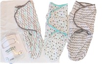 Bublo Baby Swaddle Large 3-6 Months 14-18 lbs 100 Cotton 3 Pack Aqua Grey White